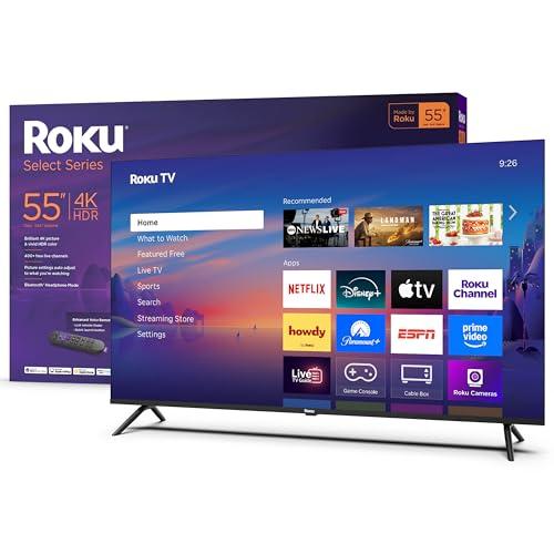 Roku Smart TV 2025 – 55-Inch Select Series, 4K HDR TV – Roku TV with Enhanced Voice Remote – Flat Screen LED Television with Wi-Fi for Streaming Live Local News, Sports, Family Ent
