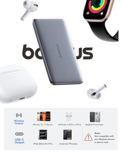 Baseus Picogo Power Bank, 0.3" Ultra Slim 5000mAh MagSafe Portable Charger, Card-Size Magnetic Battery Pack with USB-C Braided Cable, Alloy Wireless Charger for iPhone 17 Pro Max/1 thumbnail 7