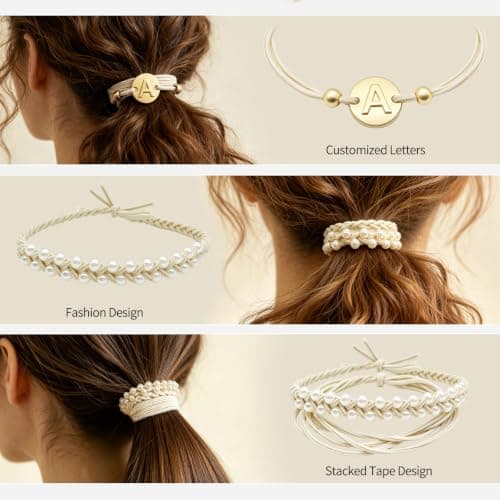 STAUKOK: Ligas y Pulseras para Cabello, 10 Piezas con Inicial 'A'