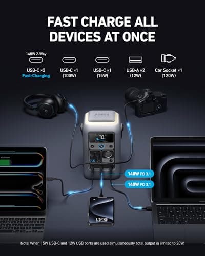 Anker SOLIX C300 DC Power Bank Station, Outdoor 288Wh Portable Power Station, LiFePO4 Battery, 300W Solar Generator, for Camping, Traveling, and Emergencies (No Wall Charger Includ thumbnail 3
