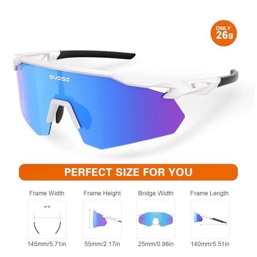 suoso Sports Cycling Sunglasses for Men: Lightweight UV Protection Polarized Sun Glasses for Youth Baseball Softball Running thumbnail 4