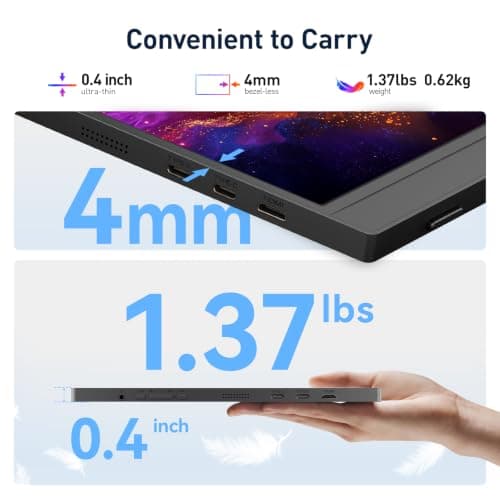 KOORUI 15.6 inch Portable Monitor FHD 1080P IPS External Display, Second Screen for Travel and Office, USB-C HDMI Gaming Monitor with Kickstand & Speakers for Laptop PC thumbnail 9