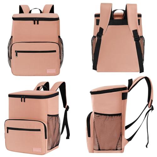 MIRASON Cooler Backpack Insulated Leak Proof Beach Backpack Cooler Bag, Cooling Beer Lunch Backpack Cooler for Men Women Picnic Hiking Camping Travel with 4 Pockets, Pink