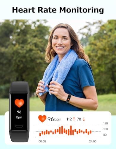 Smartwatch Rastreador de Actividad con Monitor de Ritmo Cardíaco para Hombres y Mujeres, Negro