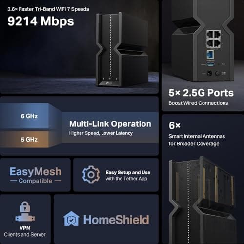 TP-Link Tri-Band BE9300 WiFi 7 Router (Archer BE550) – 6-Stream, Full 2.5G Ports, 6 Internal Antennas, Up to 2,000 sq. ft., EasyMesh Expansion, VPN thumbnail 3