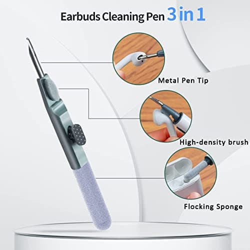 Airpod Cleaner Kit, Earbud Cleaning Kit for Airpods Pro 1 2 3,Multi-Function Cleaning Pen with Soft Brush Flocking Sponge, Suitable for Bluetooth Headset, Charging Box, Mobile Phon thumbnail 2