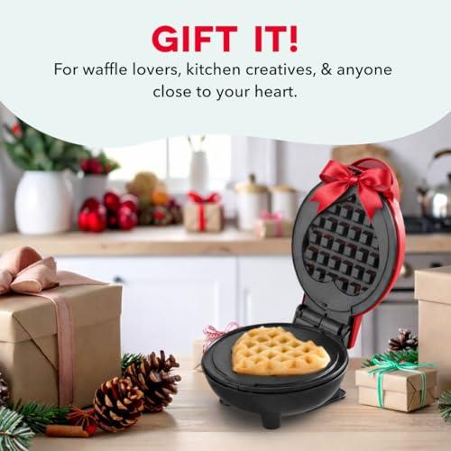 Dash Mini Waffle Maker- Mini Machine for Creative Homemade Treats - Nonstick Iron with Unique Print Design - Stylish Waffle Machine - Red Heart thumbnail 7