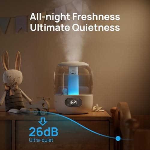 ¡Súper Oferta! Humidificador Ultrasónico DREO para Recámara: Neblina Fría, Silencioso (26dB), Luz RGB y 30h de Uso