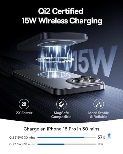 Baseus for MagSafe Portable Charger, Qi2 Certified 15W Wireless Magnetic Power Bank 10000mAh with USB-C Cable 22.5W PD Charging, Battery Pack Compatible with iPhone 17/16/15/14/13  thumbnail 2