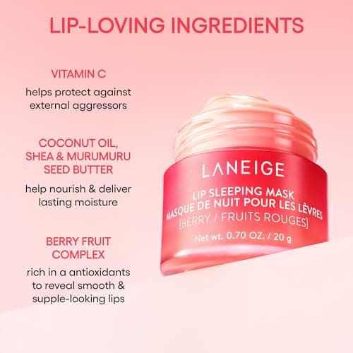 LANEIGE Lip Sleeping Mask: Hydrating & Nourishing Korean Overnight Lip Treatment Mask with Shea Butter, Vitamin C & Murumuru, Antioxidants For Flaky, Dry Lips | Korean Skin Care, B thumbnail 6