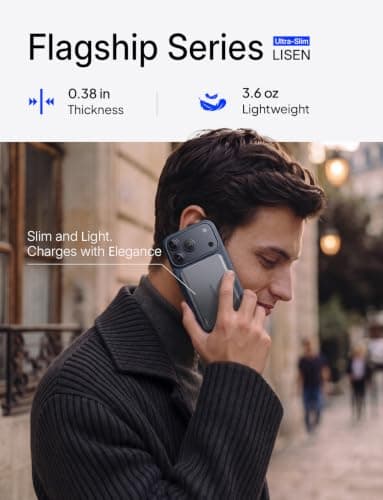 Miniatura de Batería portátil magnética LISEN para MagSafe, 0.3'' ultra delgada, 5000mAh, carga inalámbrica Qi2 2