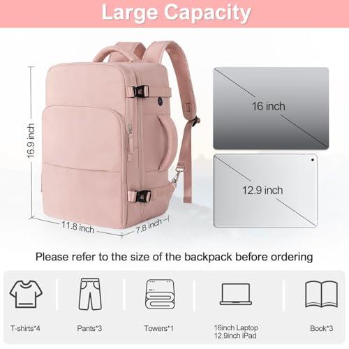Sinaliy Travel Backpack for Women, Flight Approved Carry On Backpack with USB Charging Hole, Lightweight Travel Bag, Waterproof Causal Bookbag for College, Travel, Work