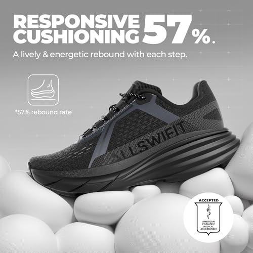 ALLSWIFIT Men's Cushion Lightweight Walking Running Shoes Tennis Non-Slip Comfortable Jogging Workout Gym Athletic Breathable ActiveAiry Fashion Sneakers,Size 9,Black,AMUMRS2513