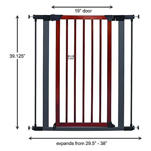 MidWest 39" Walk-Thru Dog Gate, Wooden Door | Steel Frame, Pressure Mounted, Expands 29.5"- 38" Wide, Auto-Close Door, Latch Closure, Includes Two 3" Extensions thumbnail 4