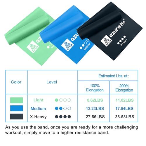 A AZURELIFE Resistance Bands,Professional Long Non-Latex Elastic Stretch Bands,Exercise Bands for Physical Therapy, Yoga, Pilates, Rehab, at-Home or The Gym Workouts, Strength Trai thumbnail 5