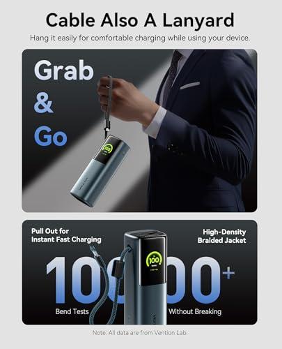 VENTION Powerhive Laptop Power Bank, 165W 20000mAh, Built-in and Extra 240W USB-C Cables, Portable Laptop Charger, Digital Display, for iPhone 17/16/15/14/13 Pro Max, MacBook, Dell thumbnail 8