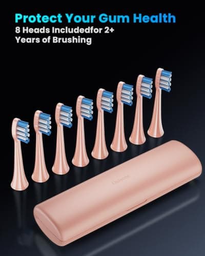 Onlyone Electric Toothbrush for Adults, Rechargeable Electric Toothbrush with 8 Brush Heads, Travel Case, Charging Base & Wireless Charging - 5 Modes with Smart Timer, Pink thumbnail 9
