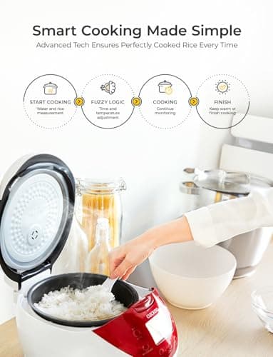 CUCKOO Micom Rice Cooker 6 Cup Uncooked / 12 Cup Cooked, Fuzzy Logic Rice Maker with Delay Timer & Keep Warm Setting, Versatile Food Steamer for Cooking, Non-Stick Inner Pot, Red (