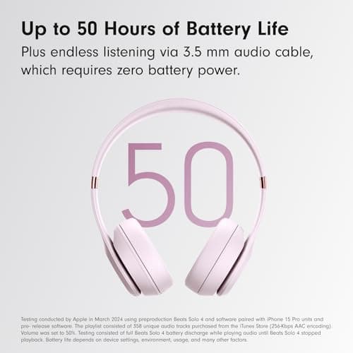 Beats Solo 4 - Wireless On-Ear Bluetooth Headphones, Up to 50-Hour Battery Life, Ultra-Lightweight Comfort, Powerful and Balanced Sound, Apple & Android Compatible - Cloud Pink thumbnail 5