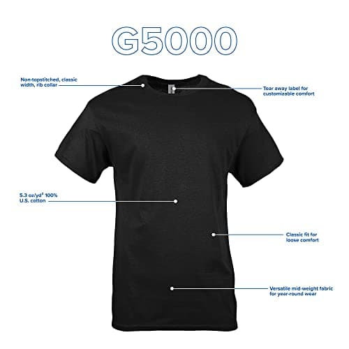 Gildan mens Heavy Cotton T-shirt, Style G5000, Multipack Shirt, Black (2-pack), Medium US thumbnail 6