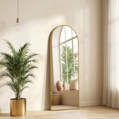 NBGV 57"x17" Floor Mirror Full Length, Arched Full Length Mirror with Stand, Full Body Mirrors for Bedroom Living Room or Cloakroom Black thumbnail 8