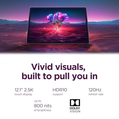 Lenovo Tab Plus Gen 2: Tablet de Entretenimiento con Funda Transparente, Pantalla 12.1″ 2.5K IPS 120Hz, Dimensity 7400, 8GB RAM, 256GB Almacenamiento