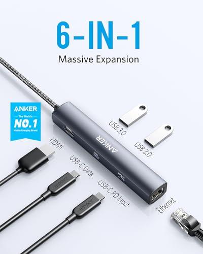 Hub USB C Anker 6 en 1 con Ethernet y HDMI 4K
