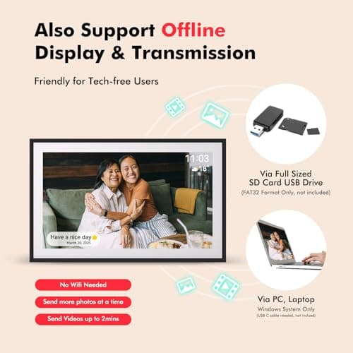 Digital Picture Frame, Frameo 15.6'' Digital Photo Frame WiFi Large Display thumbnail 7