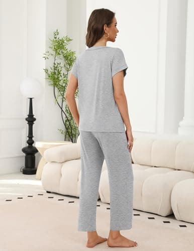 Miniatura de Ekouaer: 2 Pares de Pijamas y Loungewear para Mujer, Cuello V y Manga Corta 4