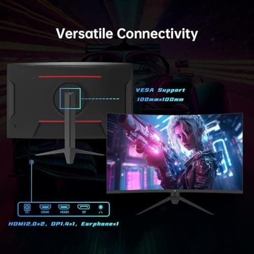 KTC 32 Inch Curved Gaming Monitor, FHD 1080P 165Hz PC Monitor, 1500R, 122% sRGB with HDR, FreeSync Premium, HDMI 2.0x2, DisplayPort 1.4, VESA Compatible, Tilt Adjustable, Eye Care, thumbnail 8