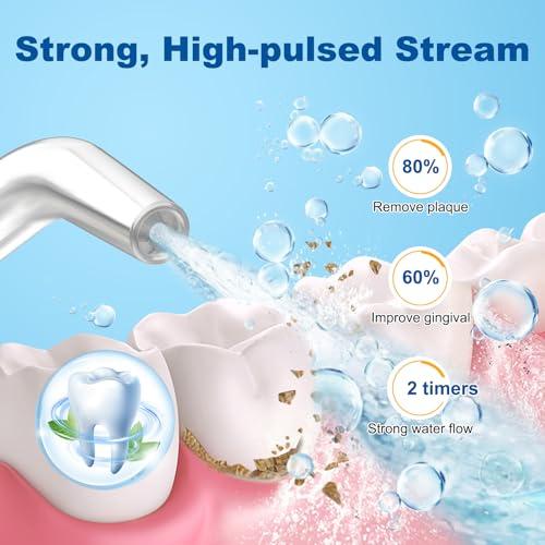WellLeo Water Flosser for Teeth, 300ML Cordless Oral Irrigator Rechargeable Dental Flosser Picks with 5 Modes 5 Jet Tips,IPX7 Waterproof Teeth Cleaner for Braces Gum Care, Home Tra thumbnail 5