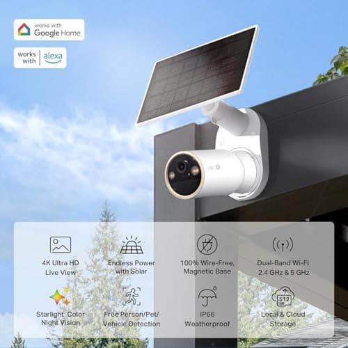 Tapo MagCam 4K Outdoor Wireless Security Camera – Battery Power with Solar, Magnetic Mount, Person/Vehicle Detection, Subscription-Free SD or Optional Cloud, Compatible with Alexa, thumbnail 2