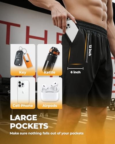 Barjneel 4 Pack Gym Mens Shorts - Basketball Athletic Shorts with Pockets Fitness Clothing Black Workout Quick Dry Shorts thumbnail 3