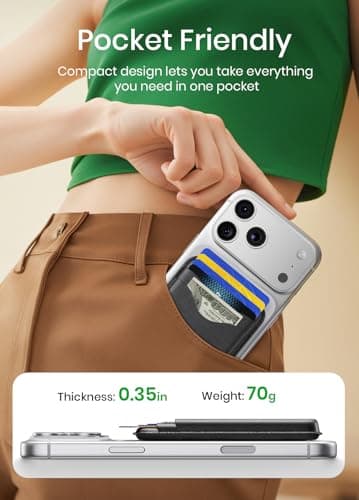 Nepagz Magnetic Card Holder, for MagSafe Wallet RFID Blocking Leather Card Pocket, Strong Magnet Phone Card Sleeve Compatible with iPhone 12/13/14/15/16/17 Series, Not for Mini, Bl thumbnail 8