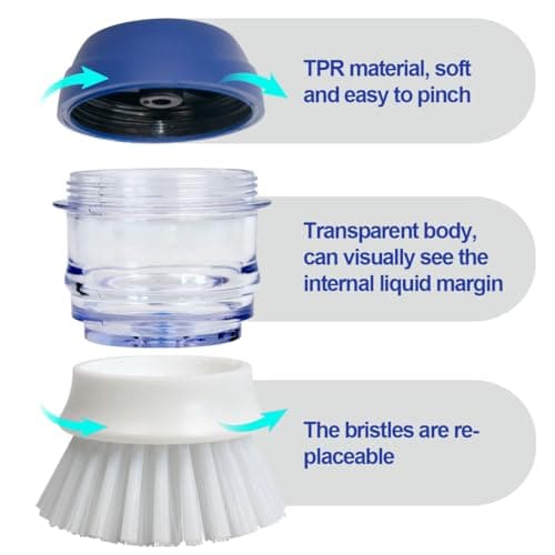 CELOX 2 Pack Dish Brush with Soap Dispenser Soap Dispensing Palm Brush for Cleaning Pots, Dishes thumbnail 5