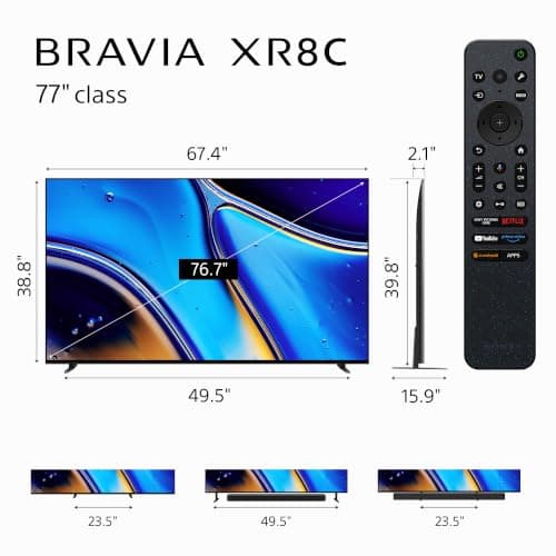 Pantalla Sony BRAVIA XR8C OLED 4K HDR Smart Google de 77 pulgadas (K-77XR8C)