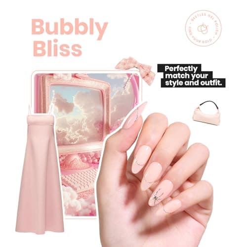 Beetles Nail Polish Bubble Bliss, 2 in 1 Nail Strengthener Polish Growth Nail Ridge Filler Base Coat Nail for Damaged Thin Nails Natural Nails Bubbly Bliss Nude Pink 15ML thumbnail 4