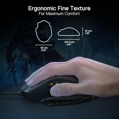 Mouse Gamer Redragon M908 Impact MMO RGB con 12 Botones y 12,400 DPI