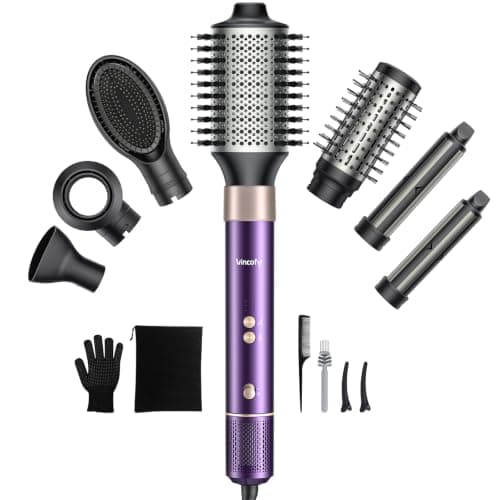 Vincofy 7 in 1 Hot Air Styler,1500W Hair Dryer Brush with Auto-Wrap Curlers