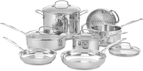 Batería de Cocina Cuisinart Chef's Classic de 11 Piezas, Acero Inoxidable y Compatible con Inducción