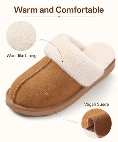 Litfun Fuzzy Slippers for Women Memory Foam Indoor House Shoes | Warm Fluffy Lining, Faux Suede Upper, Cushioned Comfort, Non-Slip Sole, Machine Washable, Indoor and Outdoor, Gifts for Women thumbnail 6