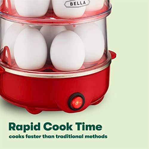 BELLA Double Tier Egg Cooker, Rapid Boiler & Poacher, Meal Prep Essential, Family Sized Meals: Make Up To 14 Large Boiled Eggs, Dishwasher Safe Parts, Poaching Tray Included, Red thumbnail 4