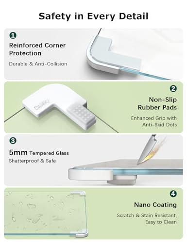 Set Tabla de Cortar de Vidrio Templado 12x16, Antideslizante y Resistente, Incluye Accesorios