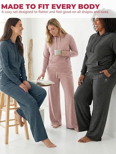 Showitty Women's 2 Piece Lounge Set Hoodie Wide Leg Pants Airport Travel