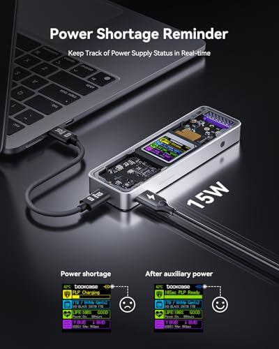 DOCKCASE Explorer Edition M.2 NVMe SSD Enclosure,Support 10s PLP Prevents Write Data Loss,USB 3.2 Gen 2 Type-C (10 Gbps), fits NVMe PCIe,Size 2230/2242/2260/2280,Support M-Key B+M  thumbnail 5