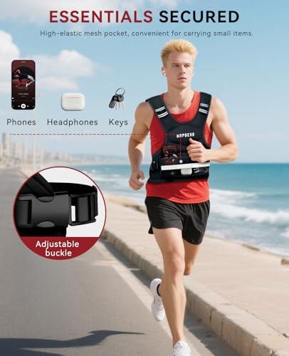 HAPBEAR Adjustable Weighted Vest for Men and Women, 4-10lbs with 6 Ironsand Weights and Large Pocket, Weight Vest for Workout, Strength Training, Running, Walking, Muscle Building,