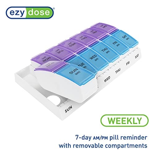EZY DOSE: Organizador Semanal de Pastillas AM/PM con Pop-Outs