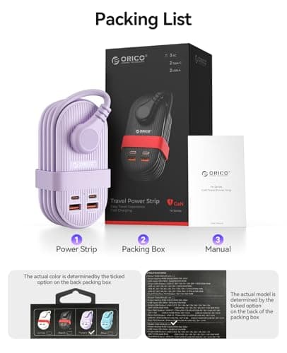 ORICO 65W GaN Travel Power Strip, 7 in 1 Charging Station(3AC,4 USB Ports)