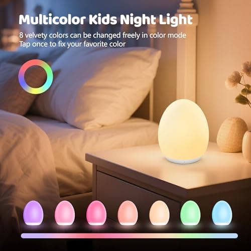 MediAcous Night Light for Kids, 7 Colors Changing Egg Light for Nursery thumbnail 2