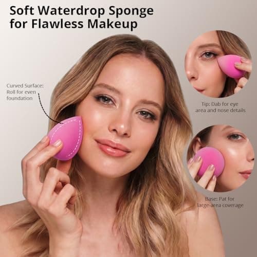 BEAKEY Makeup Brushes Set, Professional Foundation Eyeshadow Concealer Blush Powder Bronzer Applicator, 2 Blender Sponge with Beauty Paper Case thumbnail 6